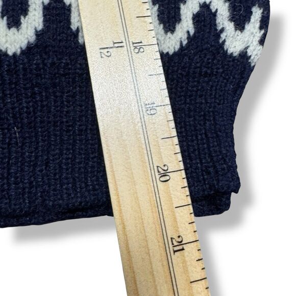 Vintage Women’s Wool Sweater S Blue Crop Zig Zag Geometric Puff Sleeve Artsy - Picture 6 of 9